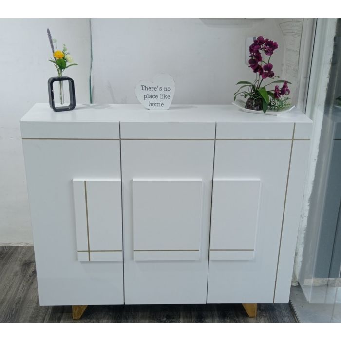 WOW kitchen – Meuble à chaussures 3 portes – Blanc avec panneaux blanc