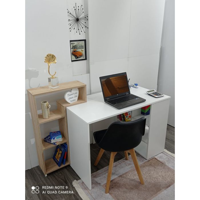 Bureau Compact en Bois avec Rangements Intégrés