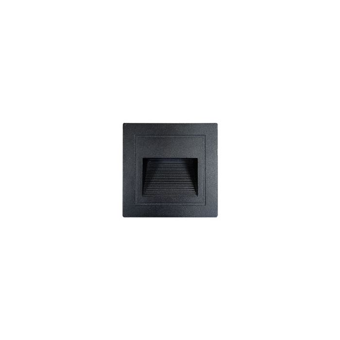 Spot contre marche Kuadrat noire 3W 3000K IP65 85*85