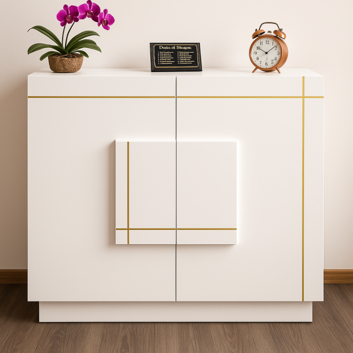 WOW kitchen – Meuble à chaussures 2 portes – Blanc avec panneaux blanc