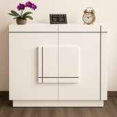 WOW kitchen – Meuble à chaussures 2 portes – Blanc avec panneaux blanc